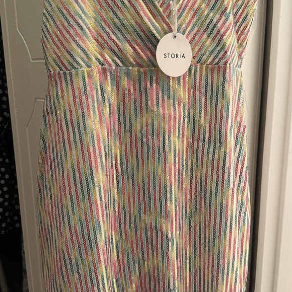 Storia Sequin Mini Dress – Size L – New With Tags – Multicolor Sparkle - Picture 3 of 10